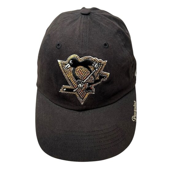 Pittsburgh Penguins Women's Strapback Hat Cap Gold Sequin Logo NHL Hockey - Picture 2 of 11